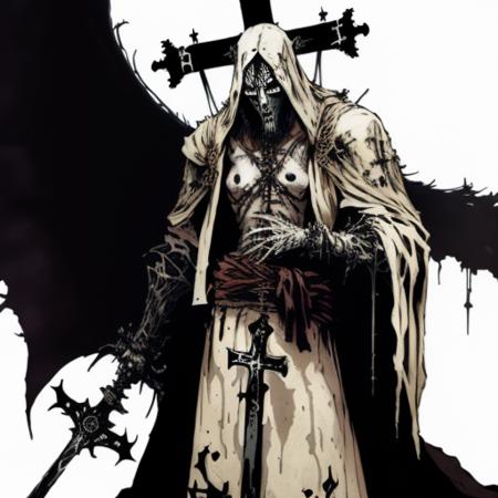 01441-1428140123-(Ashenhard style_1.2), Blasphemous, Crisanta of the Wrapped Agony , Catholic, Semana Santa outfit, in the style of Yoji Shinkawa.png